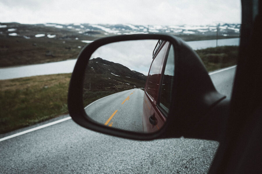 Rückspiegel — Norwegen Straße