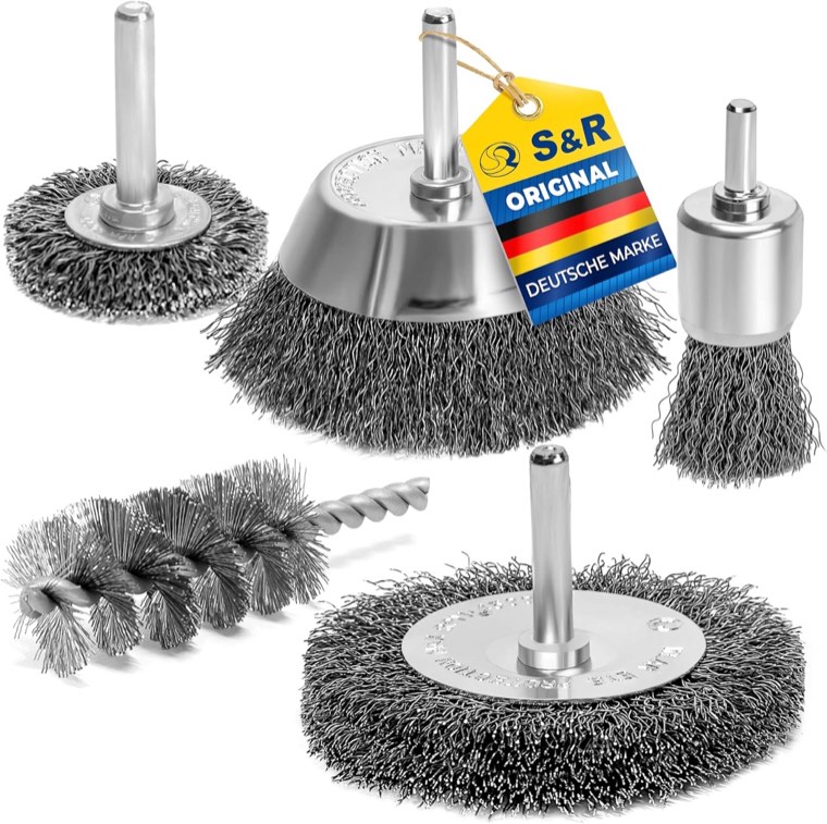 S&R Drahtbürsten-Set für Bohrmaschine