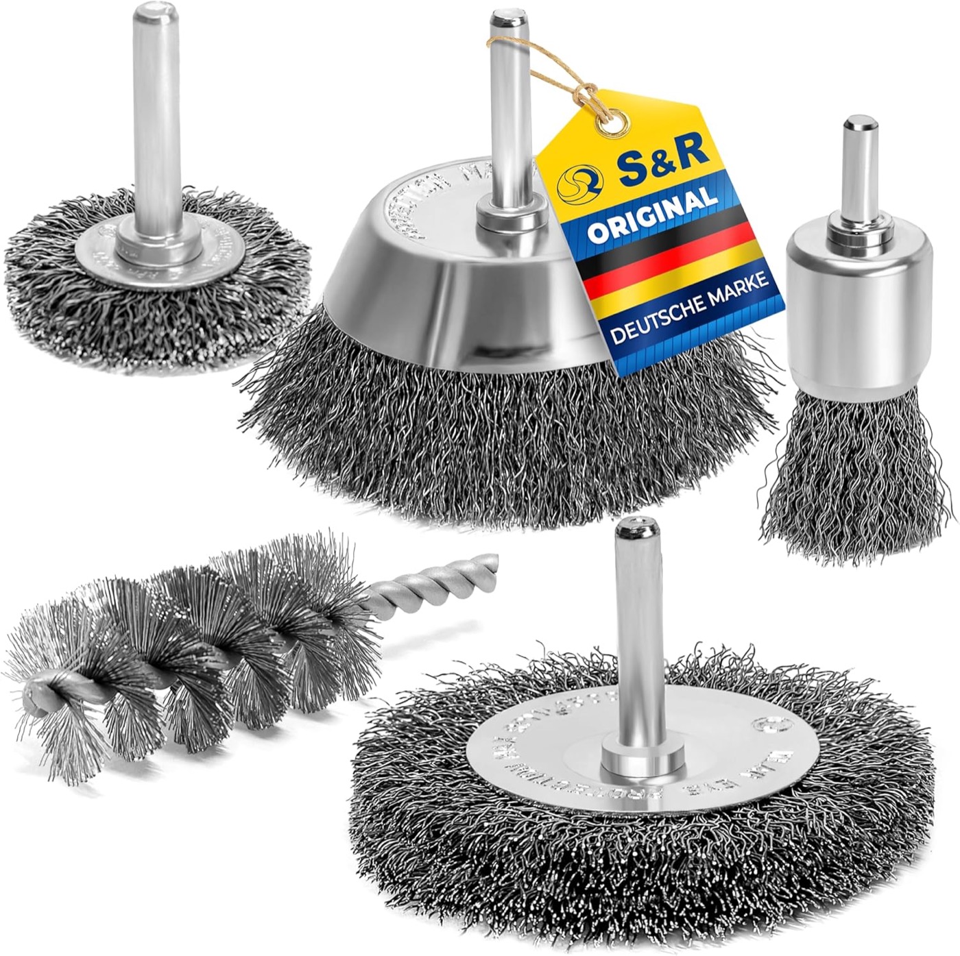 S&R Drahtbürsten-Set für Bohrmaschine